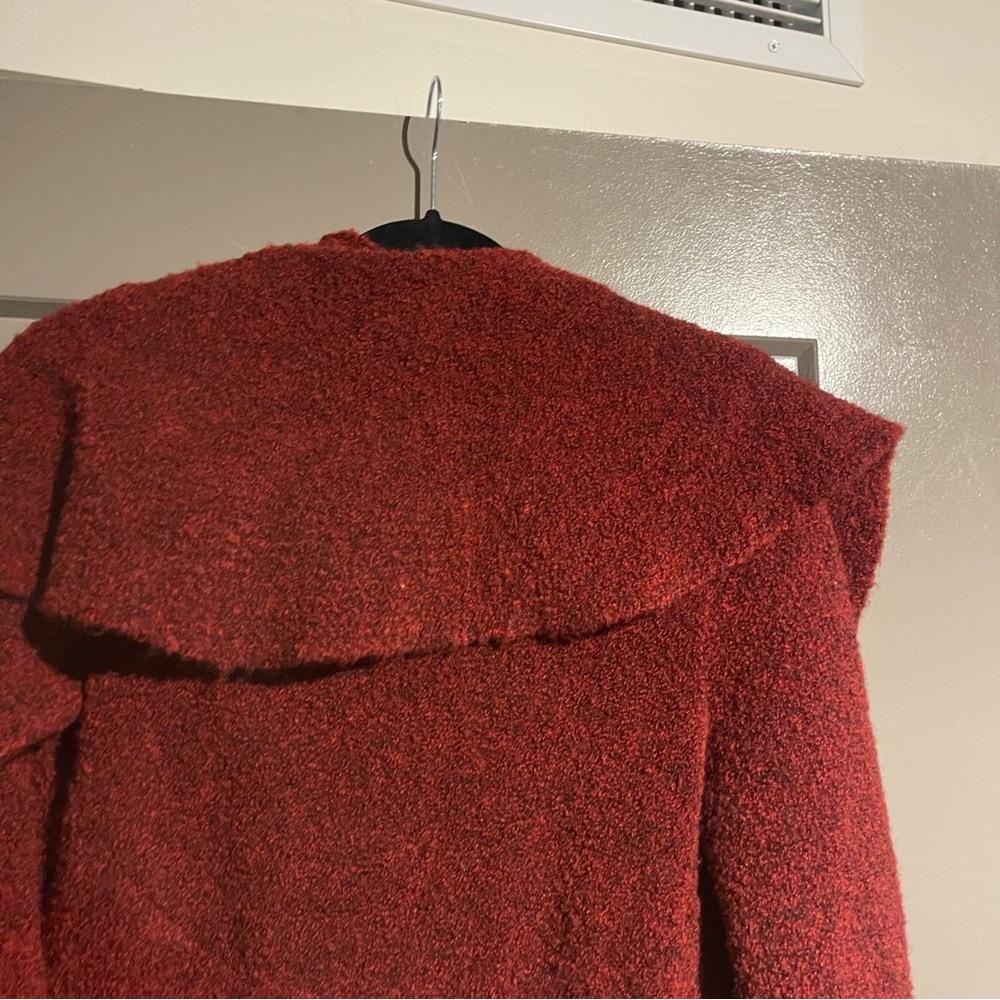 Lafayette 148 Extra Fine Wool Burgundy Long Line Draped Cardigan Sz Med Mobwife - Picture 12 of 12